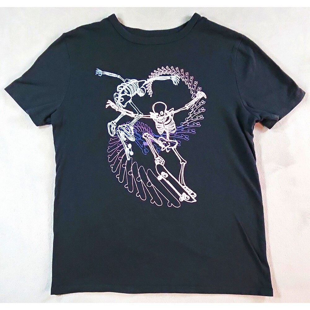 Gap Kids Boys Black Skeleton Skateboard Graphic Short Sleeve Cotton Tee 2XL